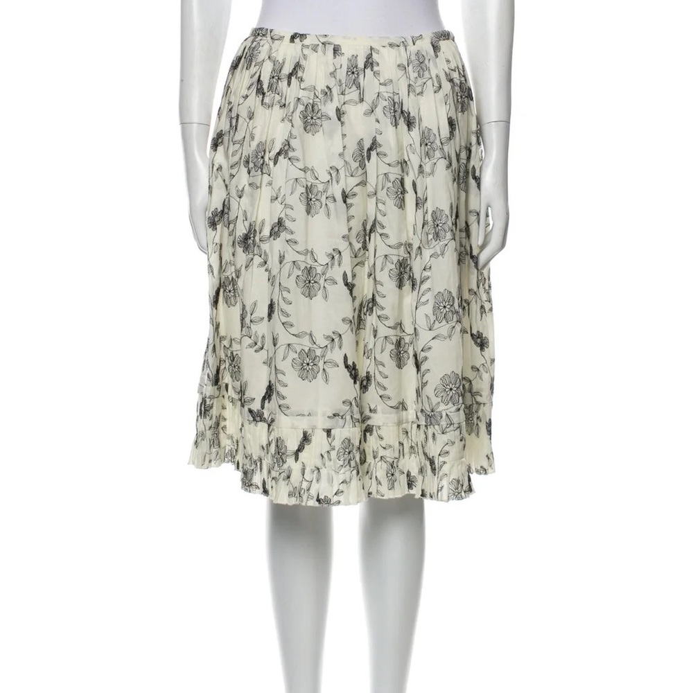 Weekend Max Mara embroidered floral pleated Skirt knee length black white